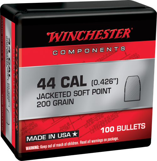 Winchester Reloading 44 Mag .430 200gr, Soft Point 100 Per Box, NOT AMMO- RELOADING BULLETS