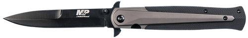 Smith & Wesson Knives M&P Tactical Stiletto 4" Folding Spear Point Plain Stainless Steel Blade FRN Black/Flat Dark Earth Includes Pocket Clip