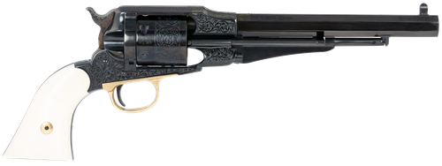 Taylors & Company Remington Conversion LawDawg 45 Colt, 8" Barrel, Engraved Blued Steel, Ivory Grip, 6rd