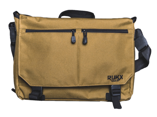 Rukx Gear Discrete Carry Business Bag Tan with Hidden Pistol Compartment, 16" Laptop Sleeve, 9 Interior Pockets, 3 Exterior Pockets & Mil-Spec Buckles 15" W x 11" H Interior Dimensions