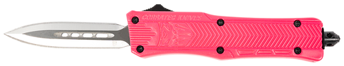 CobraTec Knives CTK-1 Small 3.75" OTF Dagger Plain D2 Steel Blade/Pink Aluminum Handle Features Glass Breaker Includes Pocket Clip