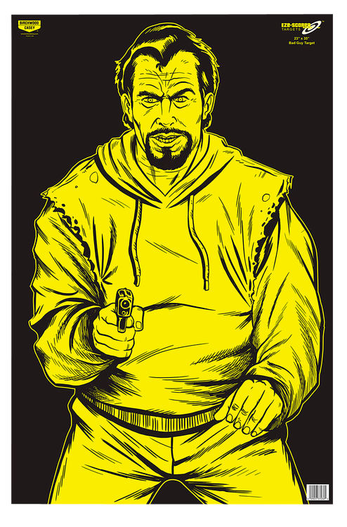 Birchwood Casey EZE-Scorer Bad Guy Silhouette Paper Hanging 23" x 35" Black/Yellow 100 Per Pkg