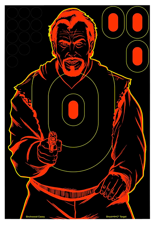 Birchwood Casey Shoot-N-C Reactive Target Self-Adhesive Paper Black/Red 12"x18" Bad Guy Silhouette 100 Pack