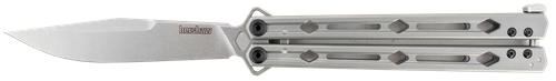 Kershaw Lucha 4.60" Butterfly Drop Point Plain Stonewashed 14C28N Steel Blade Bead Blasted Stainless Steel Handle