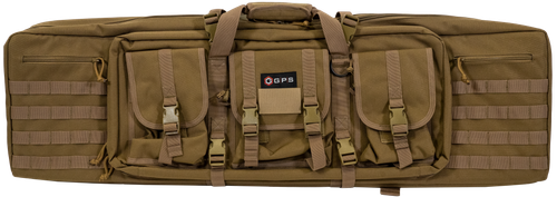 G*Outdoors DRC42-Flat Dark Earth Double Rifle Case Flat Dark Earth 600D Polyester with 2 Padded Pistol Sleeves, MOLLE Webbing & Lockable Zippers 42" L x 12.75" H x 9" W Exterior Dimensions