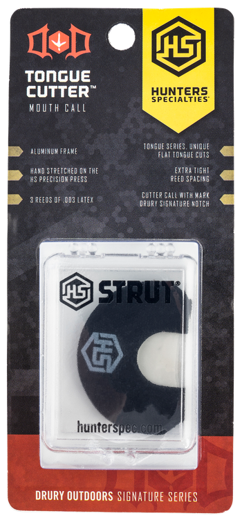 HS Strut HS-DOD-MC-TC Drury Outdoors Signature Tongue Cutter Diaphragm Call Triple Reed Attracts Turkeys Black