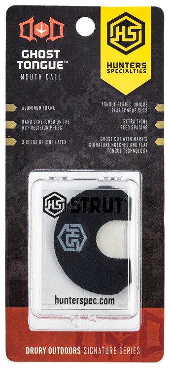 Drury Outdoors HS-DOD-MC-GHST Ghost Tongue Diaphragm Call Triple Reed Attracts Turkeys Black