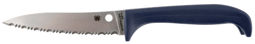 Spyderco Counter Puppy, Fixed Blade Knife, Silver, Plain, Clip Point, Circle Thumb Hole, 3.48", Box, 7Cr17 Stainless Steel, Purple Grip, Spyder-Edge