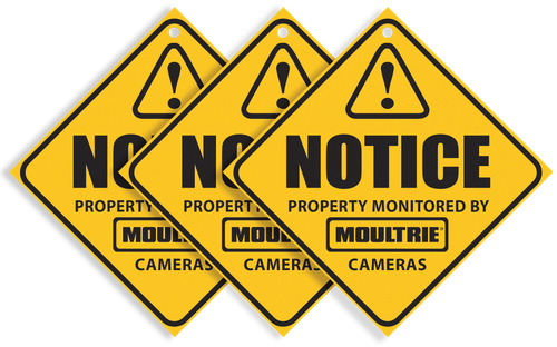 Moultrie MCA-13133 Camera Surveillance Signs Yellow 3 Per Pkg