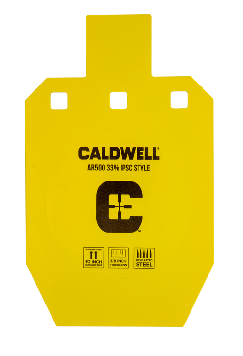 Caldwell AR500 IPSC 33% Steel Target, 10"x6.1"x0.4", Powder Coat Finish, Yellow