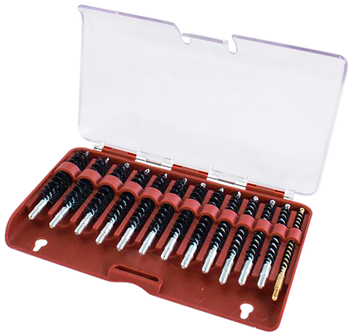 Tipton Bore Brush Set .17-.45 Caliber Rifle Firearm 8-32/5-40 Thread Stainless Steel Nylon Bristles Bronze Includes Storage Box