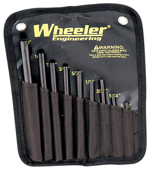Wheeler Roll Pin Punch Set Starter Set Black/Yellow Steel Knurled Handle 9 Pieces