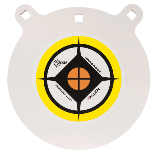 EZ-Aim Hardrock Shooting Target Handgun/Rifle Gong YelloWhite/Black AR500 Steel 10" L x 10" W x 0.50" H 1/2" Thick