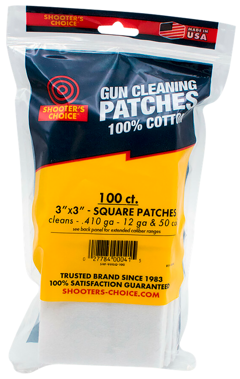 Shooters Choice Cleaning Patches .50 Cal/Multi-Gauge 3" Cotton 100 Per Pkg