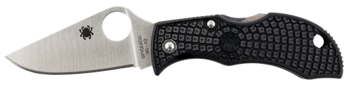 Spyderco Manbug, Folding Knife, Silver, Plain, Clip Point, Circle Thumb Hole, 1.94", Box, VG-10, Black