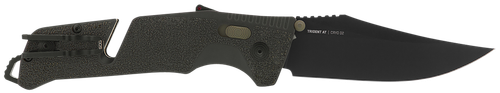 S.O.G SOG-11-12-03 Trident AT 3.70" Folding Clip Point Plain Black TiNi Cryo D2 Steel Blade/Olive Drab Flat Dark Earth Accents Green Handle Features Line Cutter/Glass Breaker