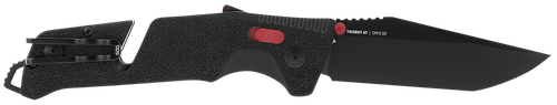 S.O.G SOG-11-12-04 Trident AT 3.70" Folding Tanto Plain Black TiNi Cryo D2 Steel Blade/Black Red Accents Green Handle Features Line Cutter/Glass Breaker