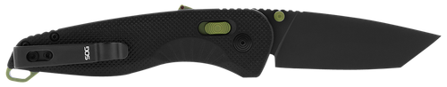 S.O.G SOG-11-41-09 Aegis AT 3.13" Folding Drop Point Plain Black TiNi Cryo D2 Steel Blade/Black Moss Accents Green Handle