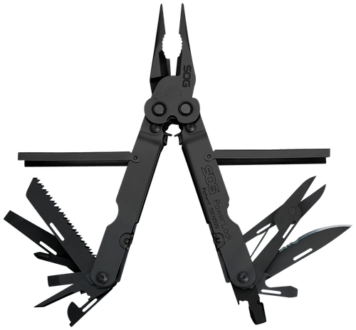 SOG Knives & Tools PowerLock EOD, Scissors, 18 Tool Multi-Tool, 420 Stainless Steel, Black Oxide Finish, Black, Includes Nylon Sheath