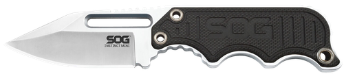 SOG Knives & Tools Instinct Mini, Fixed Blade Knife, 1.9" Straight Edge Clip Point, Black Stainless Steel and G10 Hanlde, 5Cr15MoV Steel, Satin Finish, Silver, Hard Molded Nylon Sheath