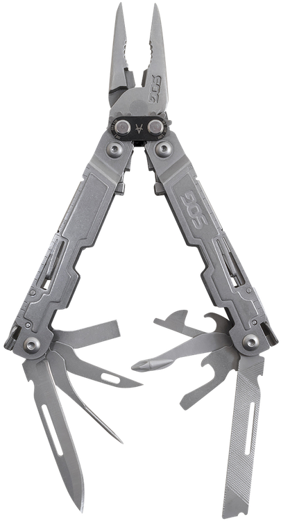 SOG Knives & Tools PowerAccess, 18 Tool Multi-Tool, 420 Stainless Steel, Bead Blasted Finish, Silver, Includes Nylon Sheath