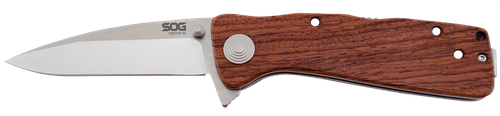 S.O.G SOG-TWI17-CP Twitch II 2.65" Folding Drop Point Plain Satin AUS-8A SS Blade Brown Rosewood Handle Includes Pocket Clip