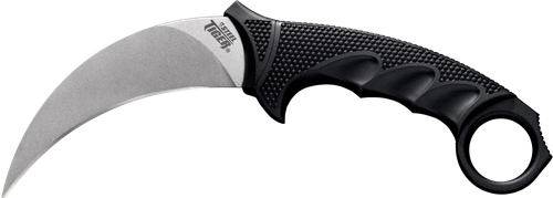 Cold Steel Steel Tiger, Fixed Blade Knife, Silver, Plain Edge, Karambit, 4.75" Blade, Stonewashed Finish, AUS8A Stainless, Black Handle, Includes Secure-Ex Sheath