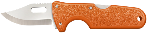 Cold Steel CS-40ALZ Click-N-Cut Hunter 2.50" Fixed Bowie/Gut Hook/Plain/Serrated Satin 420J2 SS Blade/Orange ABS Handle Blister Pack Packaging