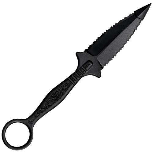 Cold Steel CS-92FR FGX Ring Dagger 3.50" Fixed Serrated Dagger Black Griv-Ex Blade/Black Molded Ring Griv-Ex Handle