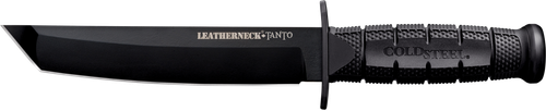 Cold Steel CS-39LSFCT Leatherneck 7" Fixed Plain Tanto Black Matte Powder Coat German D2 Steel Blade/Black Deep Checkered double Quillon Guard/ Griv-Ex Handle