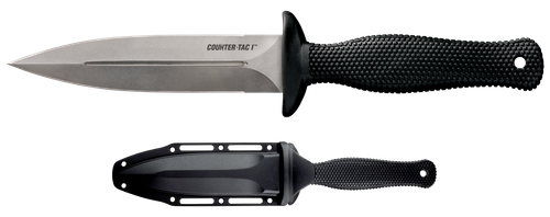 Cold Steel CS-10BCTL Counter TAC I 5" Fixed Spear Point Plain Stone Washed AUS-8A SS Blade/ Black Textured Kray-Ex Handle Includes Belt Clip/Sheath
