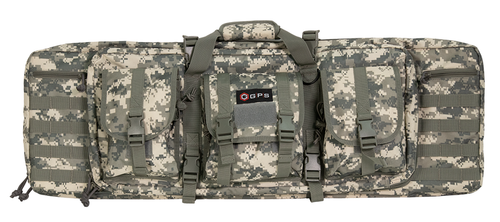 G*Outdoors Double Rifle Case 36" A-TACS AU 600D Polyester with 2 Padded Pistol Sleeves, MOLLE Webbing & Lockable Zippers