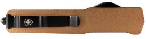 Templar Knife Premium Lightweight Slim 8.09" OTF Drop Point Plain Black Oxide Stonewashed Powdered D2 Steel Blade/4.93" Bronze Anodized Aluminum Handle