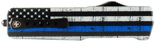 Templar Knife Premium Lightweight Small 3" Fixed OTF Drop Point Plain Black Oxide Stonewashed Powdered D2 Steel Blade/4.50" Black & White Blue Line Anodized Aluminum Handle