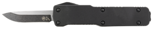 Templar Knife Premium Lightweight Micro 1.85" OTF Drop Point Plain Black Oxide Stonewashed Powdered D2 Steel Blade/3.50" Black Rubber/Aluminum Handle Features California Legal