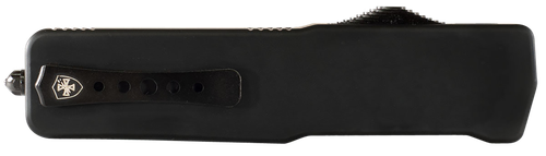 Templar Knife Premium Weighted Large 3.55" OTF Drop Point Plain Black Oxide Stonewashed Powdered D2 Steel Blade/5.25" Black Rubber/Aluminum Zinc Alloy Handle