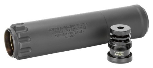 Griffin Armament Recce 5 MOD5 6.2", 5.56 NATO, 17-4PH Stainless, Black High Temp Griffin Endura-Kote, 14.5oz, 1/2X28 Taper Mount Minimalist Brake Included
