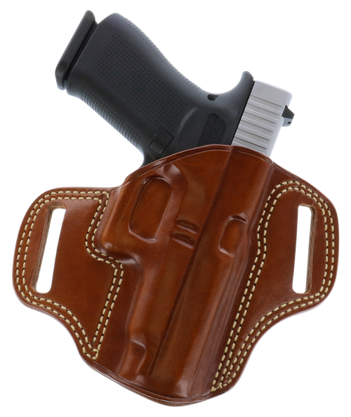 Galco Combat Master Belt Holster Open Top Pancake Style made of Leather with Tan Finish & Belt Slide Mount Type fits Springfield Hellcat Pro for Right Hand