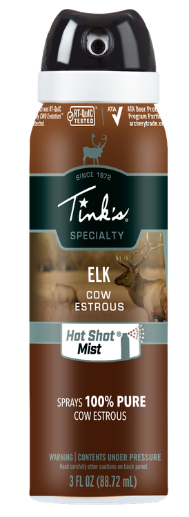Tinks Hot Shot Mist Elk Attractant Elk Cow in Estrous Scent 3 oz Aerosol