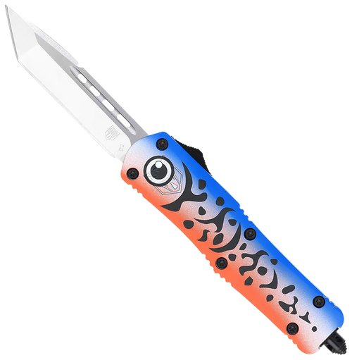 CobraTec Knives FS-3 Medium 3" OTF Tanto Plain D2 Steel Blade 4.50" Blue Fishing Lure Aluminum Cerakoted Handle Includes Glass Breaker/Pocket Clip