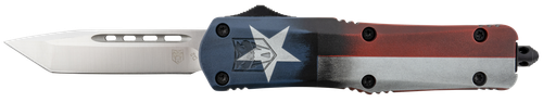 CobraTec Knives FS-3 Texas Flag Medium 3" OTF Tanto Plain D2 Steel Blade 4.50" Aluminum Cerakoted Handle Includes Glass Breaker/Pocket Clip