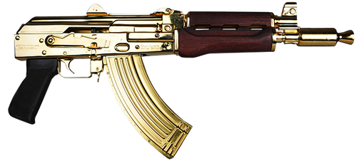 Zastava ZPAP M92 7.62x39mm, 10" Barrel, 24K Gold Plated, Serbian Red Wood Grips, 30rd