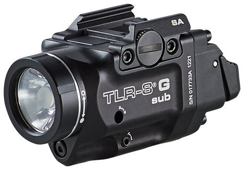 Streamlight TLR-8 G Sub, White LED with Green Laser, Fits Springfield Hellcat, 500 Lumens, Anodized Finish, Black, Includes (1) CR123a Battery, Low and High Switches
