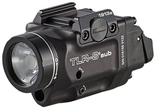 Streamlight TLR-8 Sub, White LED with Red Laser, For 1913 Short Models, 500 Lumens, Anodized Finish, Black, Includes (1) CR123a Battery, Low and High Switches