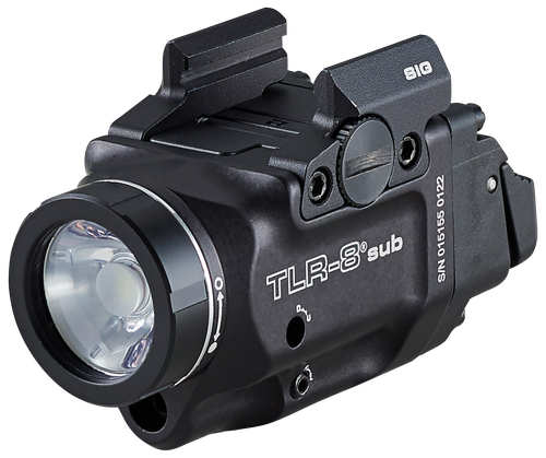 Streamlight TLR-8 Sub, White LED with Red Laser, Fits Sig P365/XL, 500 Lumens, Anodized Finish, Black, Includes (1) CR123a Battery, Low and High Switches