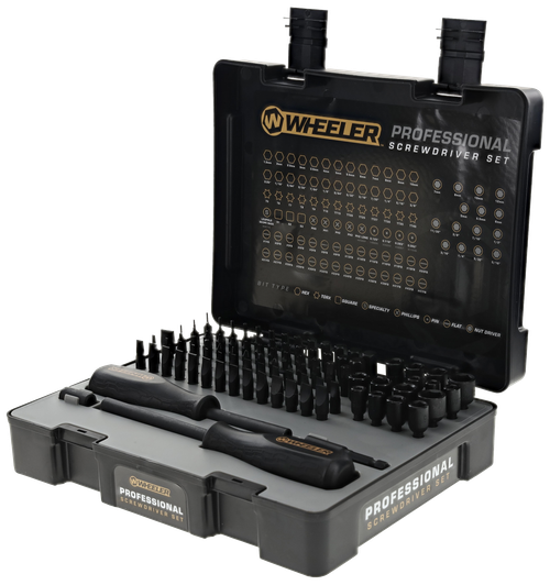 Wheeler 100 Piece Professional Screwdriver Set, Includes 2 Bit Drivers, 98 Bits, and Hard Case, Black