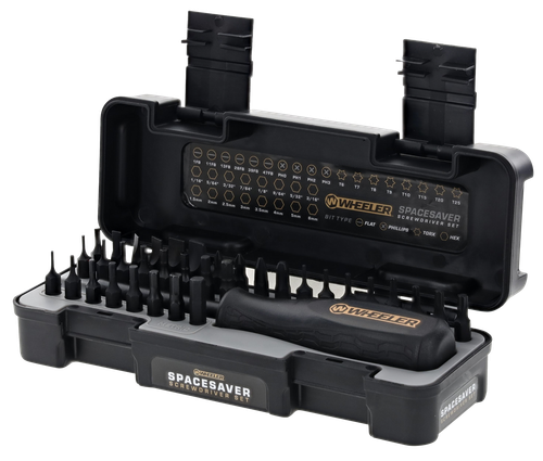 Wheeler 36 Piece Spacesaver Driver Set, Includes Bit Driver, 35 Bits, and Hard Case, Black