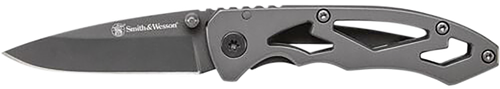 Smith & Wesson Knives Skeletonized 2.20" Folding Drop Point Plain Stainless Steel Blade 3.20" Handle Includes Pocket Clip