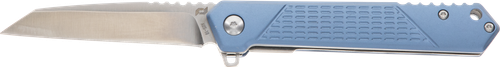 Schrade Inert EDC 3.25" Folding Wharncliffe Part Serrated Satin AUS-10A SS Blade, 4.25" Blue Aluminum Handle
