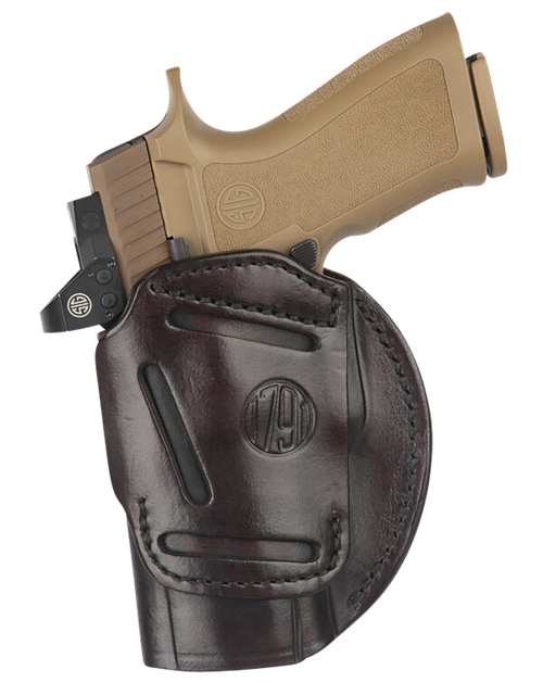 1791 Gunleather 4-Way IWB/OWB Size 06 Signature Brown Leather Belt Clip CompatibleGlock 21/Sig P225 Ambidextrous